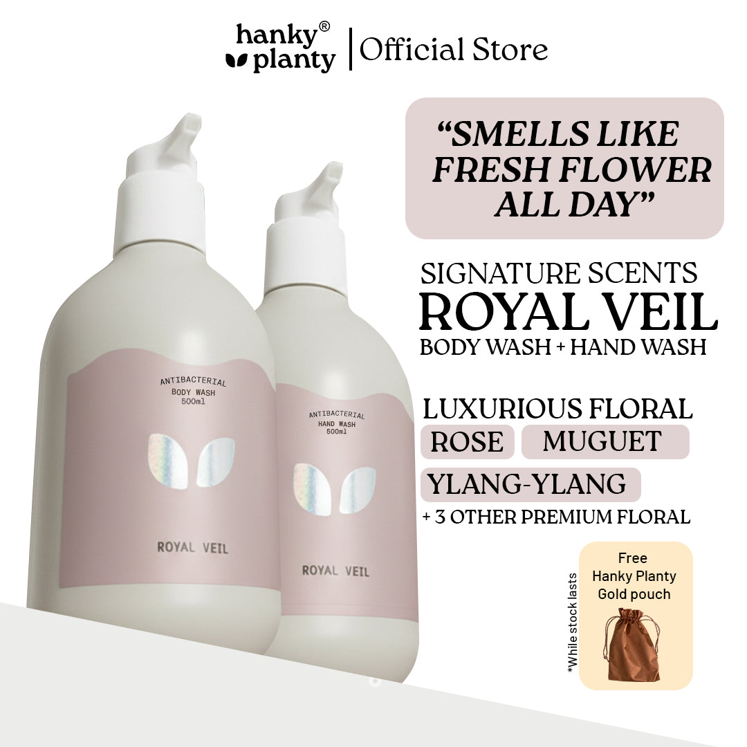 Hanky Planty Royal Veil Body Wash & Hand Wash 500ml Signature Set, gift set โ sulfate-free, plant-derived, made in Malaysia
