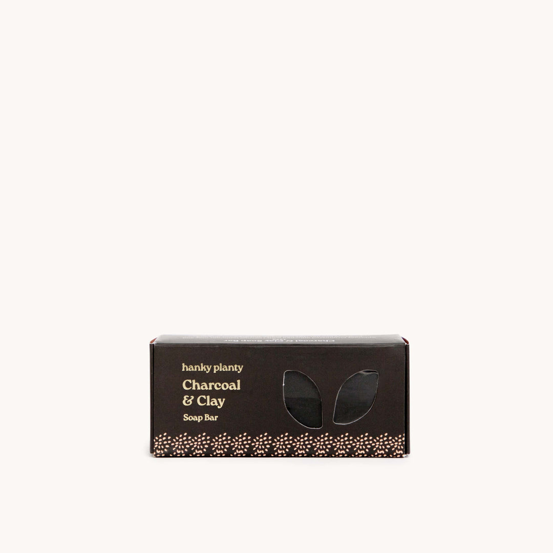 Hanky Planty Charcoal & Clay soap bar, 145g gentle cleansing bar, made in Malaysia