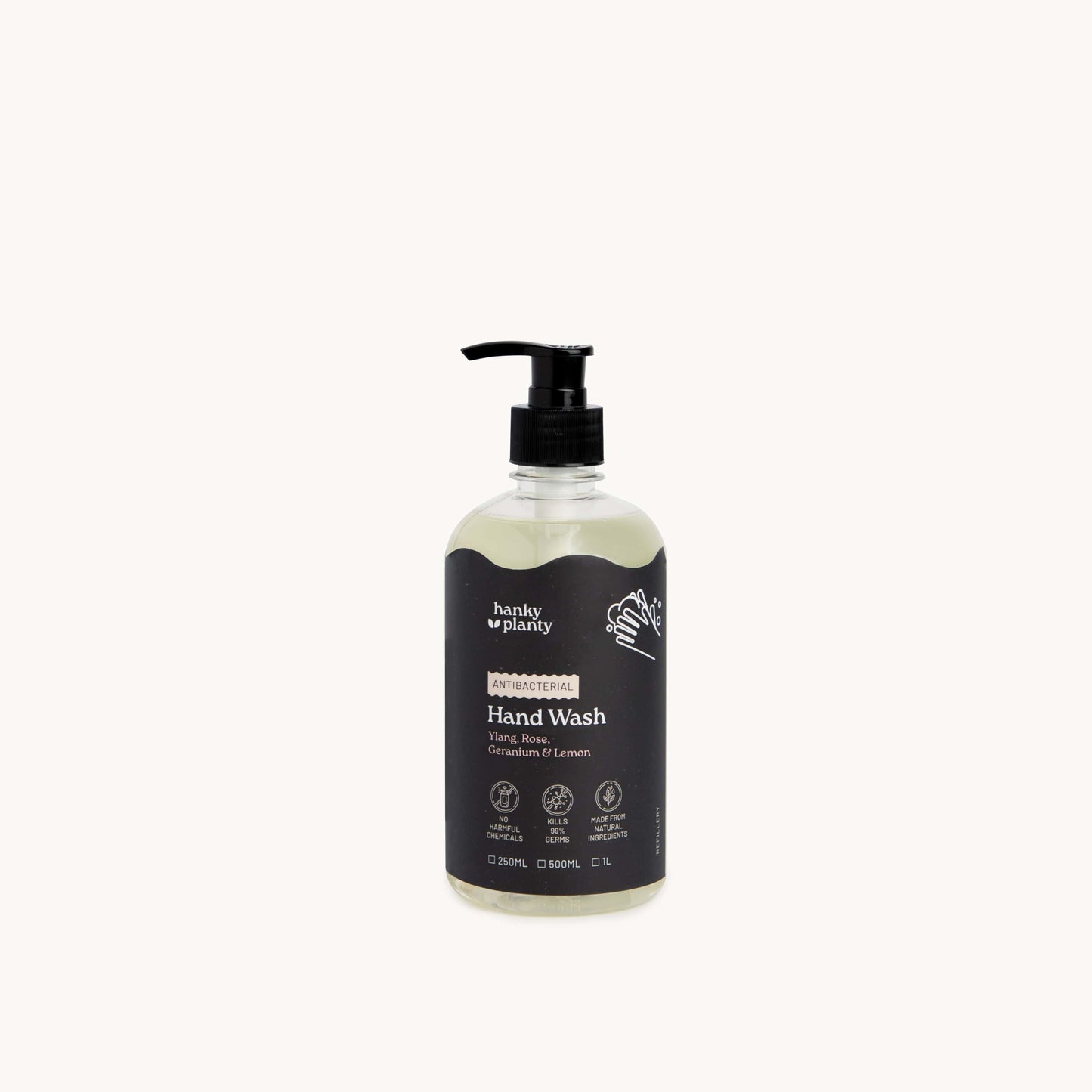 Premium Antibacterial Hand Wash - Ylang, Rose, Geranium & Lemon