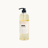 1L Rose & White Musk Body Wash in clear pump bottle with minimalist label, gentle and refreshing formula by Hanky Planty.

