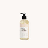 500ml Rose & White Musk Body Wash in clear pump bottle with minimalist label, gentle and refreshing formula by Hanky Planty
